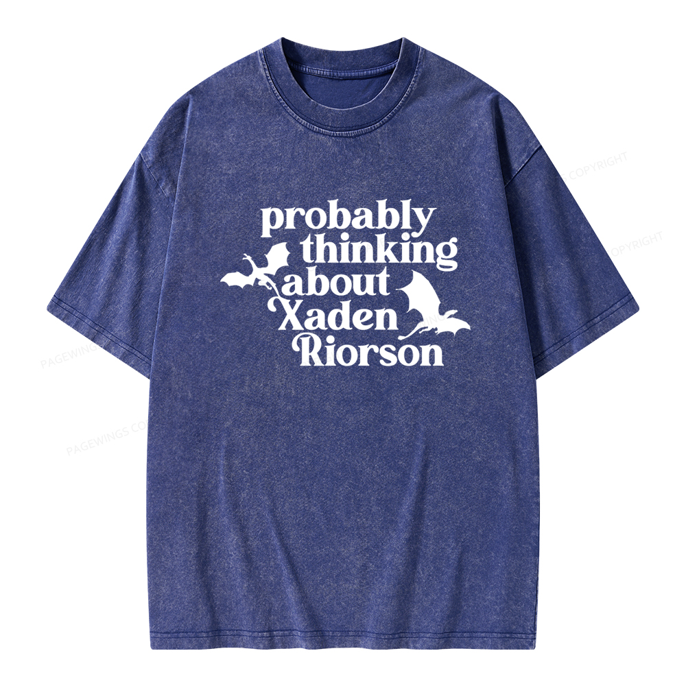 Pagewings Probably Thinking About Xaden Riorson Unisex Washed T-shirt