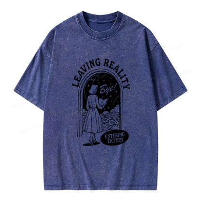 Pagewings Leaving Reality Entering Fiction Shirt Unisex Washed T-shirt