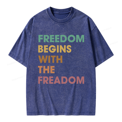 Pagewings Freedom Begins With The Freadom Unisex Washed T-shirt