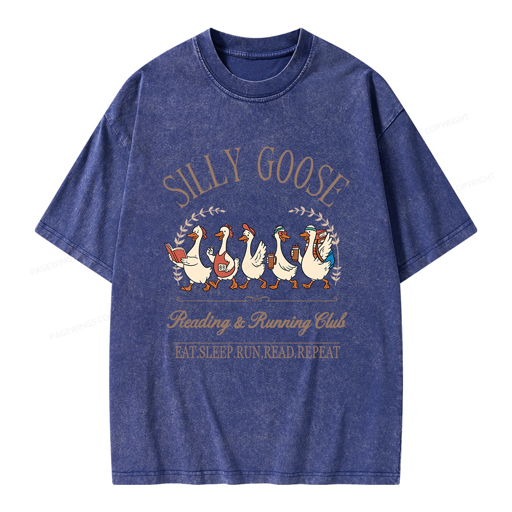 Pagewings  Silly Goose Reading And Running Club Unisex Washed T-shirt