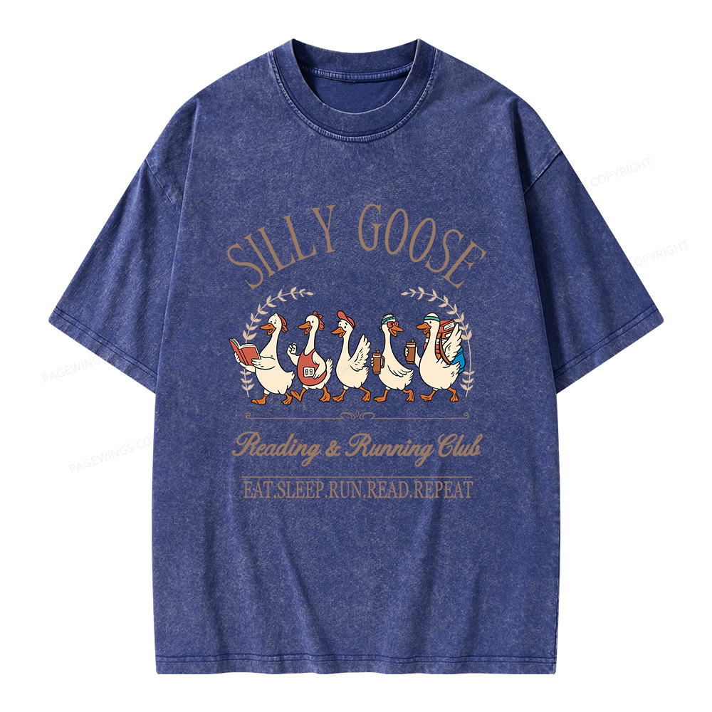 Pagewings  Silly Goose Reading And Running Club Unisex Washed T-shirt