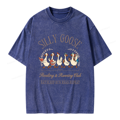 Pagewings  Silly Goose Reading And Running Club Unisex Washed T-shirt