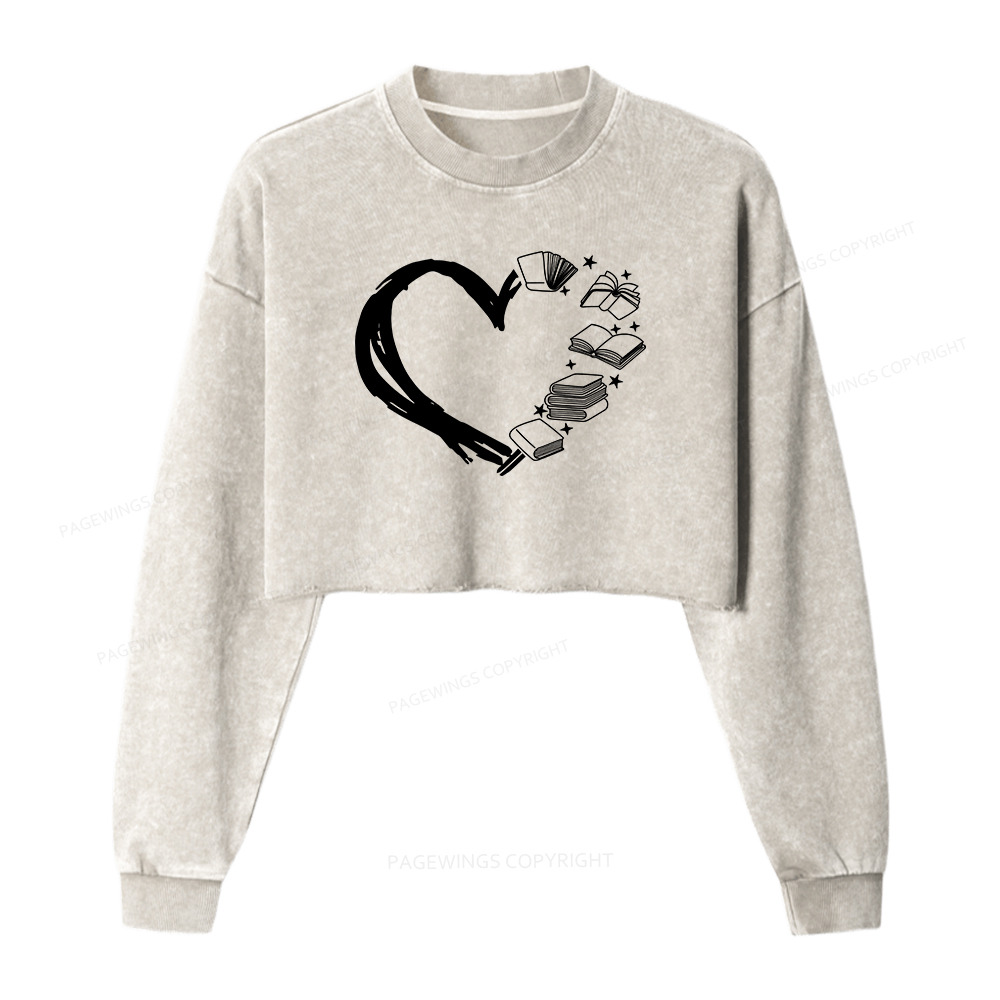 Pagewings Love of Books Washed Crop Sweatshirt