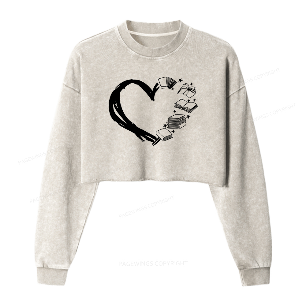 Pagewings Love of Books Washed Crop Sweatshirt