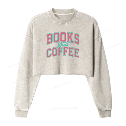 Pagewings Books And Coffee Washed Crop Sweatshirt