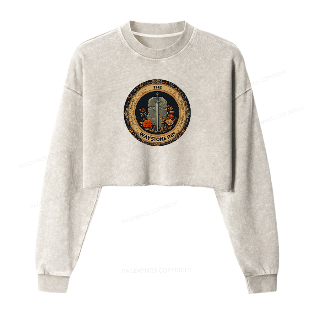 Pagewings The Waystone Inn Washed Crop Sweatshirt