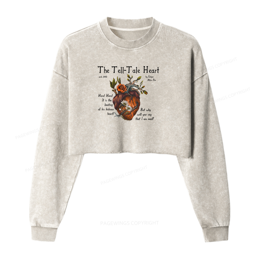 Pagewings Tale Heart Washed Crop Sweatshirt