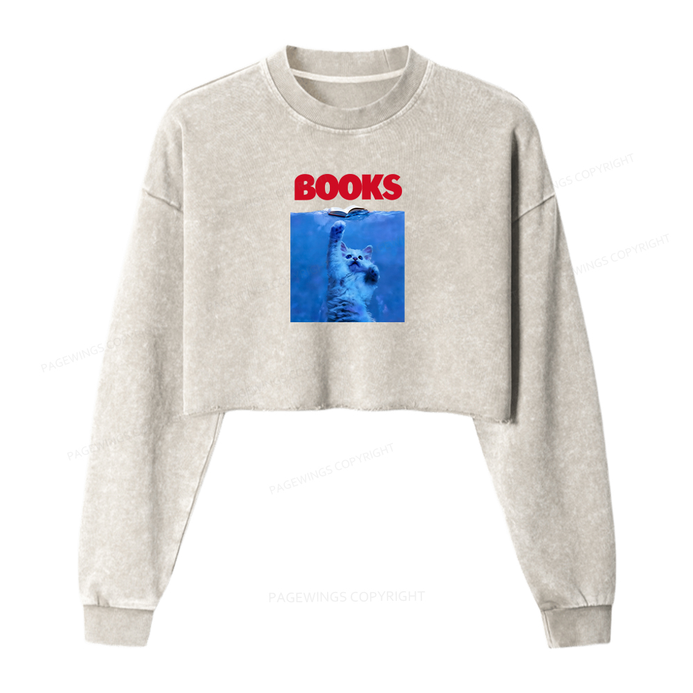 Pagewings Books Washed Crop Sweatshirt