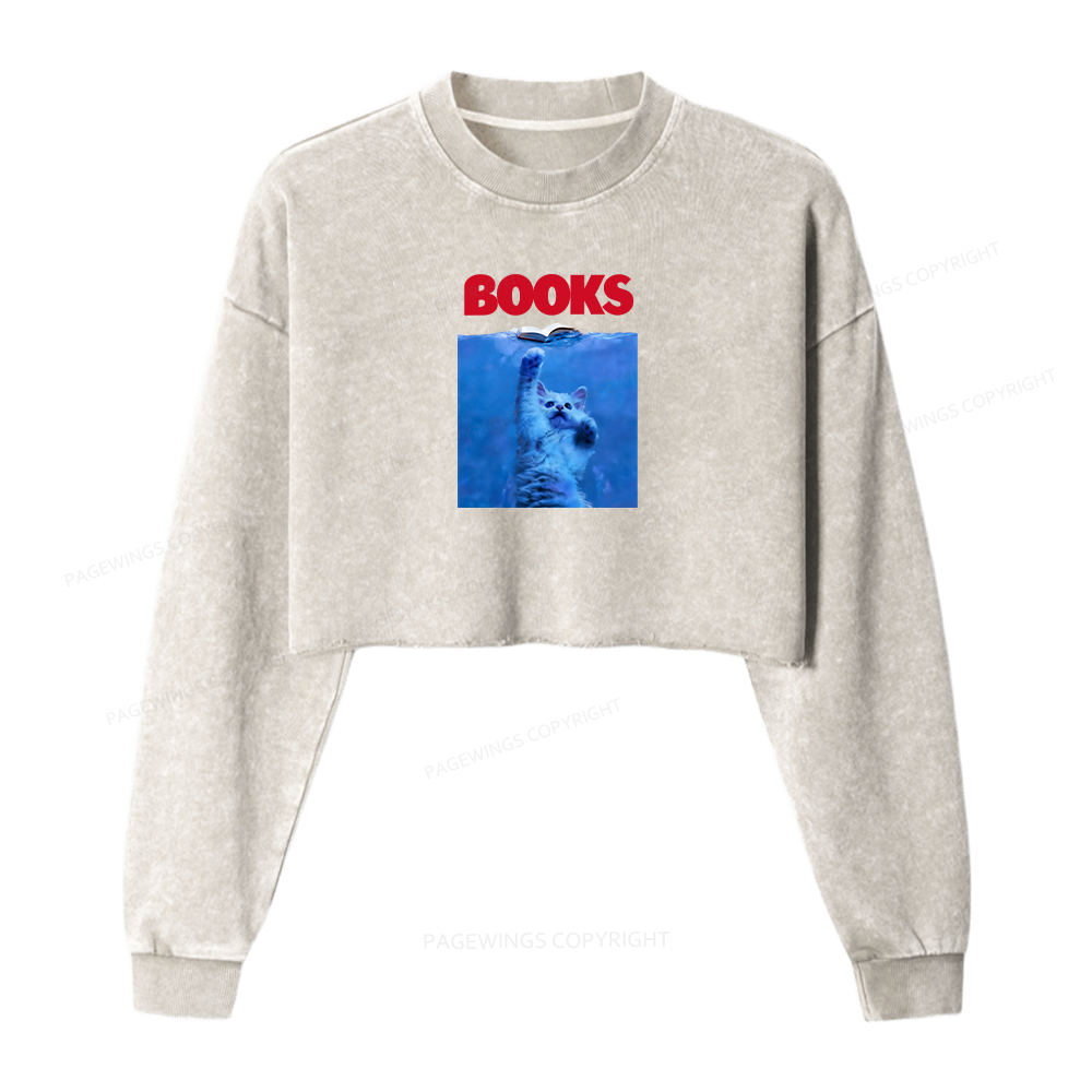 Pagewings Books Washed Crop Sweatshirt