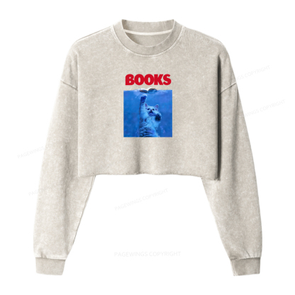 Pagewings Books Washed Crop Sweatshirt