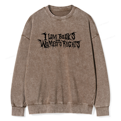 Pagewings I Love Books And Women's Rights Unisex Washed Sweatshirt
