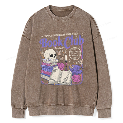 Pagewings Anti Social Book Club Unisex Washed Sweatshirt
