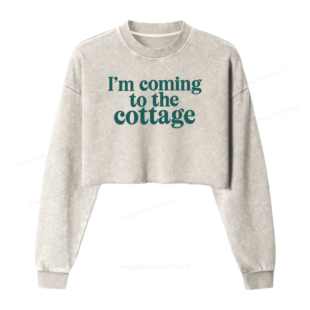 Pagewings I'm Coming To The Cottage Washed Crop Sweatshirt