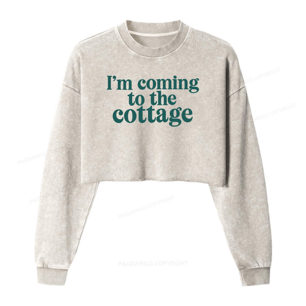Pagewings I'm Coming To The Cottage Washed Crop Sweatshirt