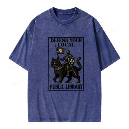 Pagewings Defend Your Local Library Unisex Washed T-shirt