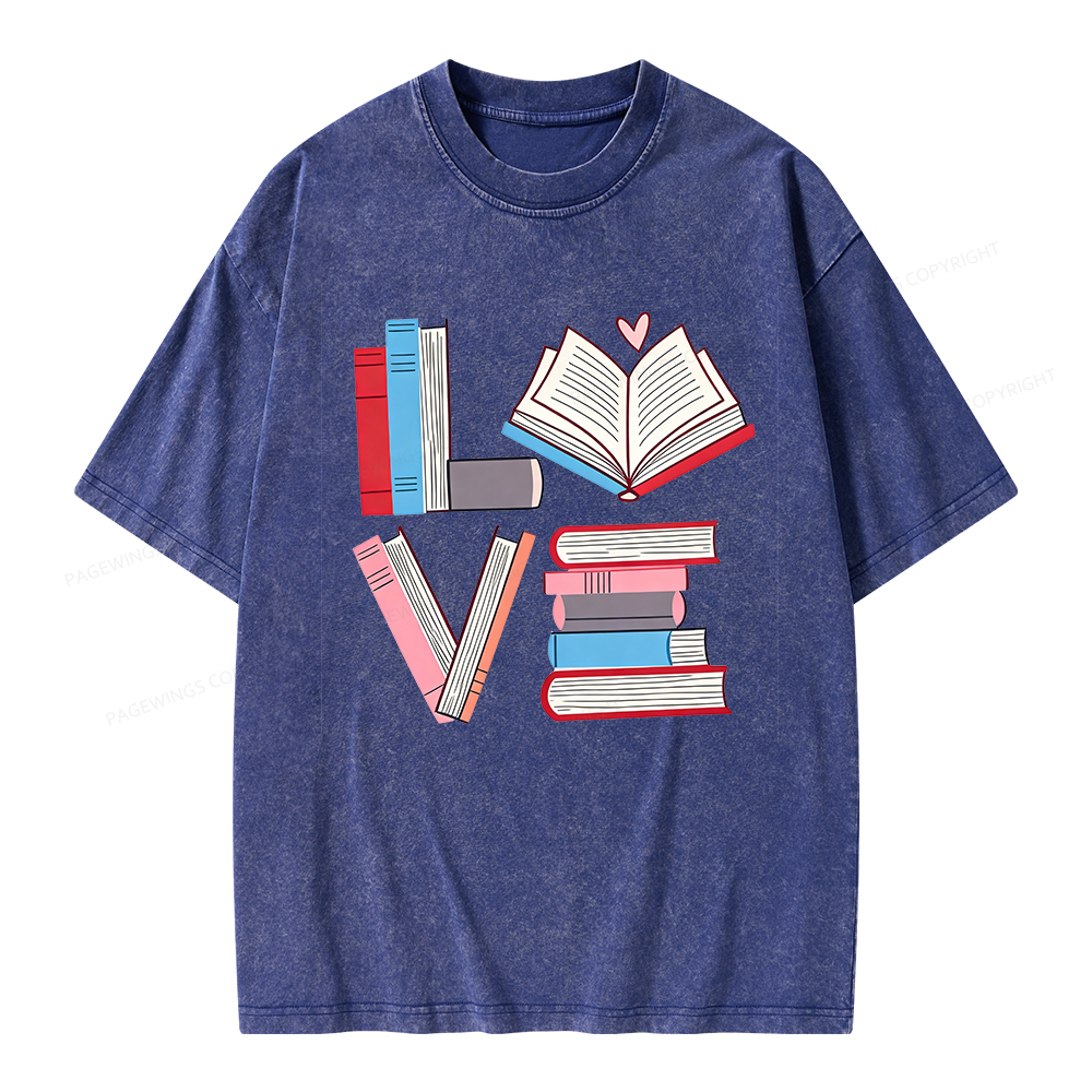 Pagewings  Books Lovers Valentines Unisex Washed T-shirt