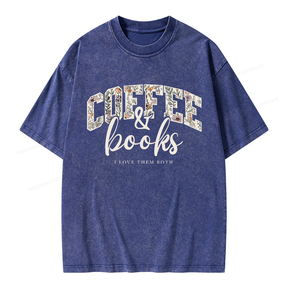 Pagewings Coffee And Books Unisex Washed T-shirt