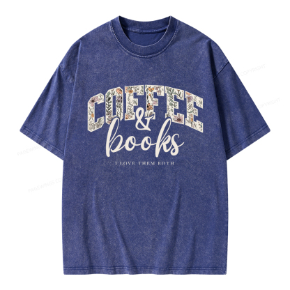 Pagewings Coffee And Books Unisex Washed T-shirt