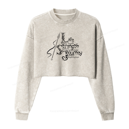 Pagewings Life Before Death Washed Crop Sweatshirt