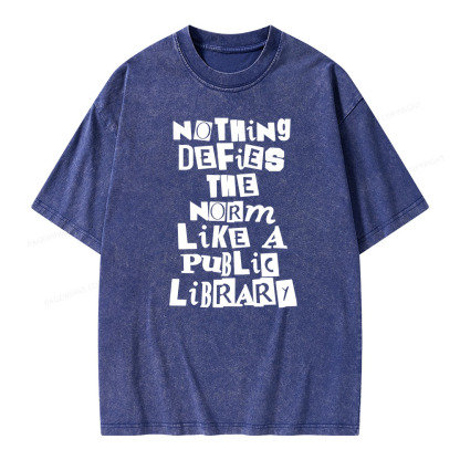 Pagewings Nothing defies the norm like a public library Unisex Washed T-shirt
