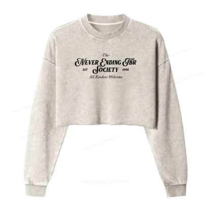 Pagewings Never Ending TBR Society Washed Crop Sweatshirt