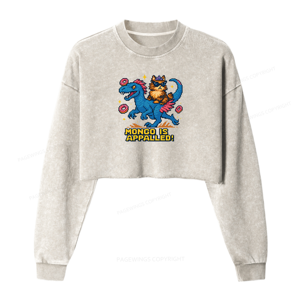 Pagewings Mongo is Appalled Washed Crop Sweatshirt