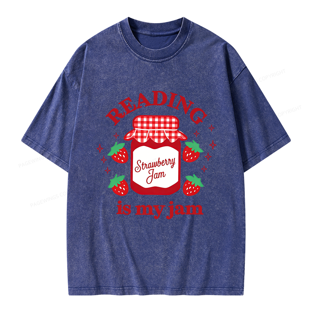 Pagewings Valentines Day Reading is My Jam Unisex Washed T-shirt