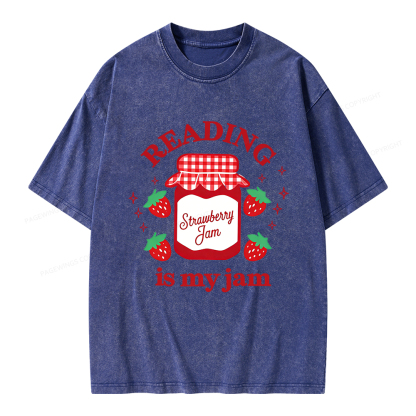 Pagewings Valentines Day Reading is My Jam Unisex Washed T-shirt
