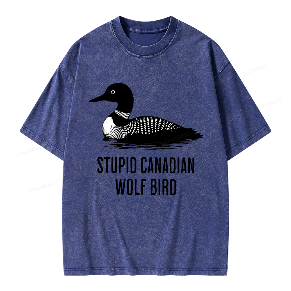Pagewings Stupid Canadian Wolf Bird Unisex Washed T-shirt