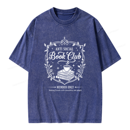 Pagewings Anti Social Book Club Unisex Washed T-shirt