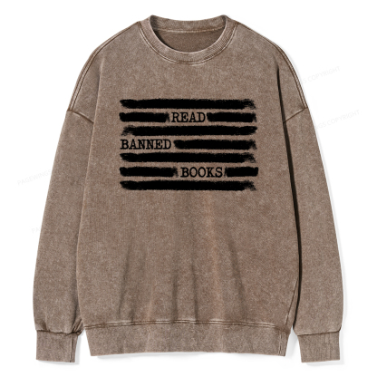 Pagewings Read Banned Books Bookworm Librarian Unisex Washed Sweatshirt