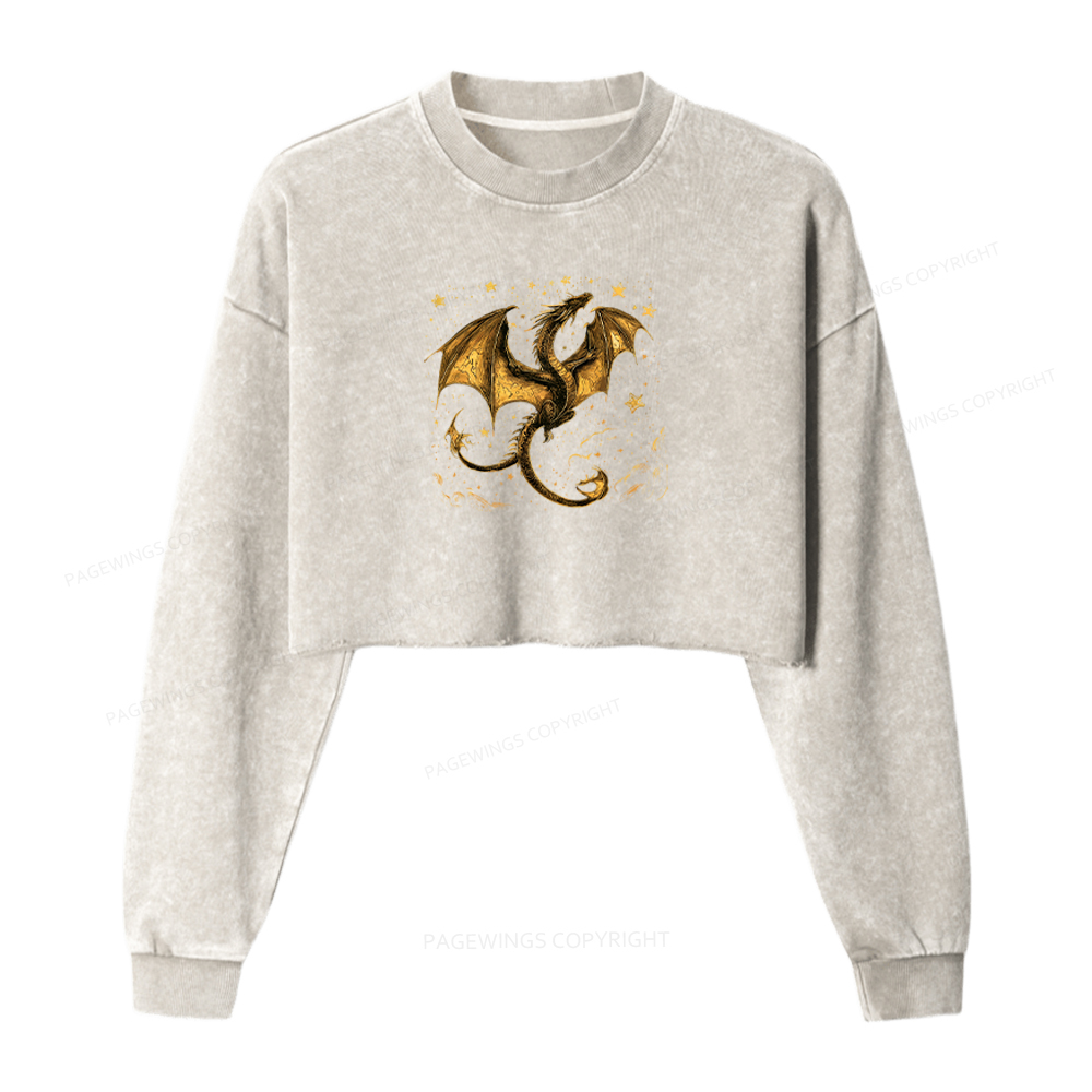Pagewings Gold Fantasy Washed Crop Sweatshirt