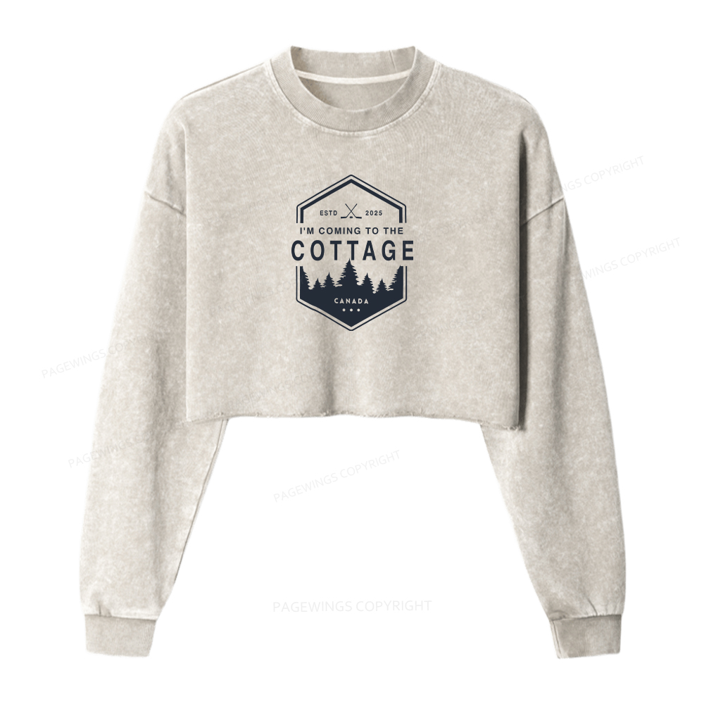 Pagewings Coming To The Cottage Washed Crop Sweatshirt