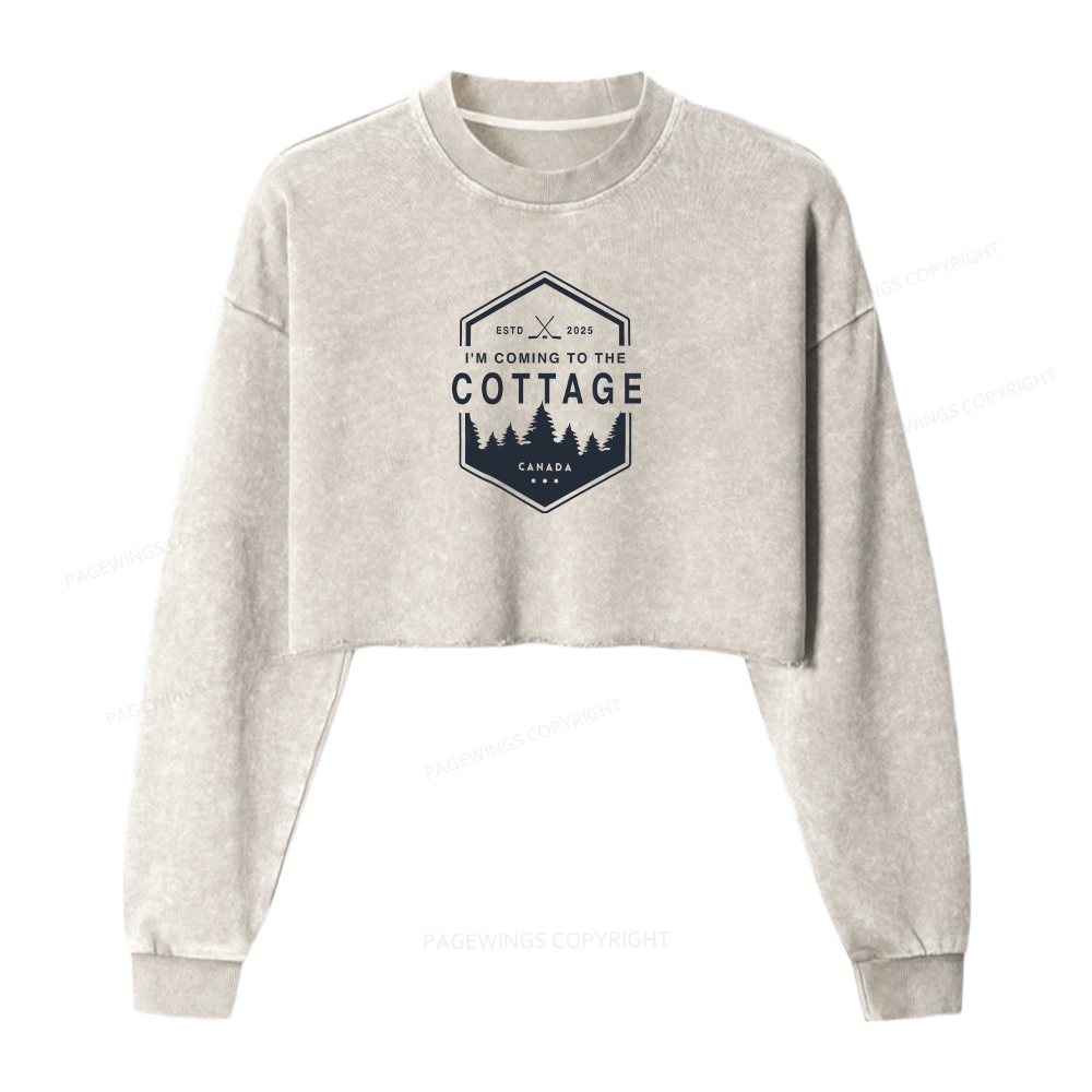 Pagewings Coming To The Cottage Washed Crop Sweatshirt