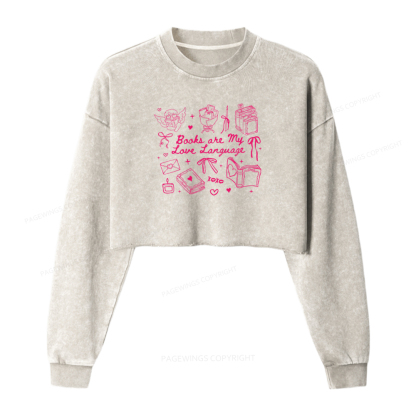 Pagewings Books Are My Love Language Washed Crop Sweatshirt