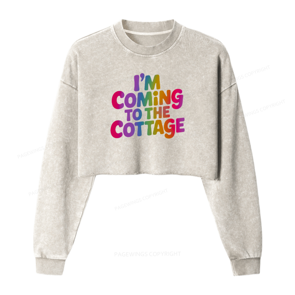 Pagewings I'm Coming To The Cottage Romanticism Washed Crop Sweatshirt