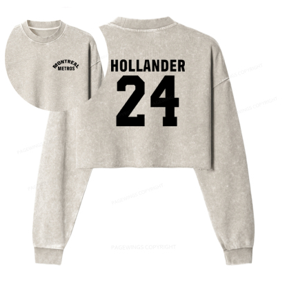 Pagewings Romance Fan Washed Crop Sweatshirt