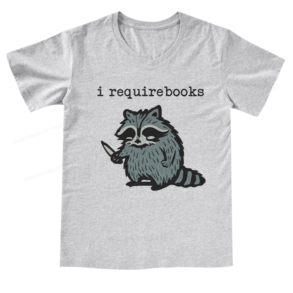 Pagewings I Require Books V-neck T-shirt
