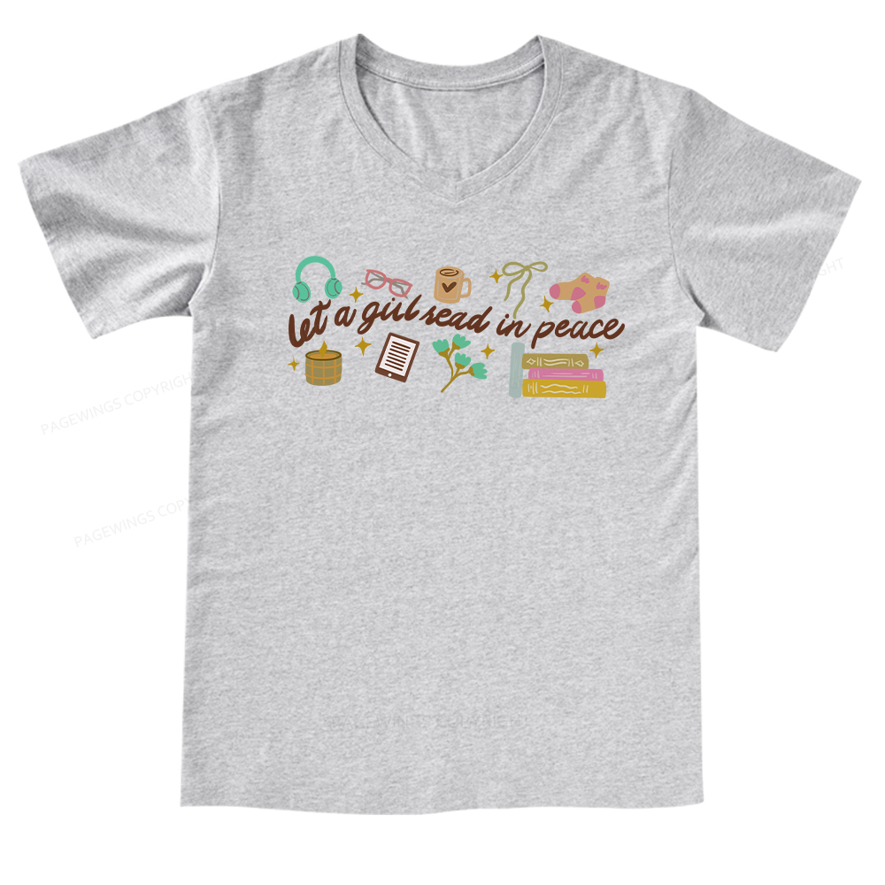 Pagewings Let a Girl Read in Peace V-neck T-shirt