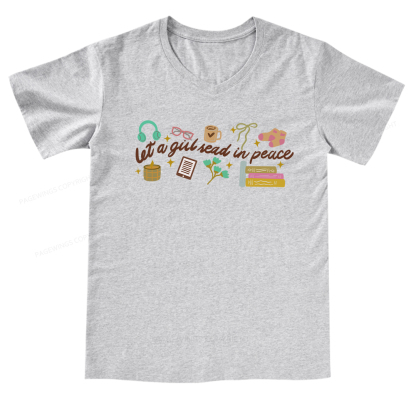 Pagewings Let a Girl Read in Peace V-neck T-shirt