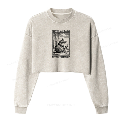 Pagewings Keep the Magic Alive Return to Library Washed Crop Sweatshirt