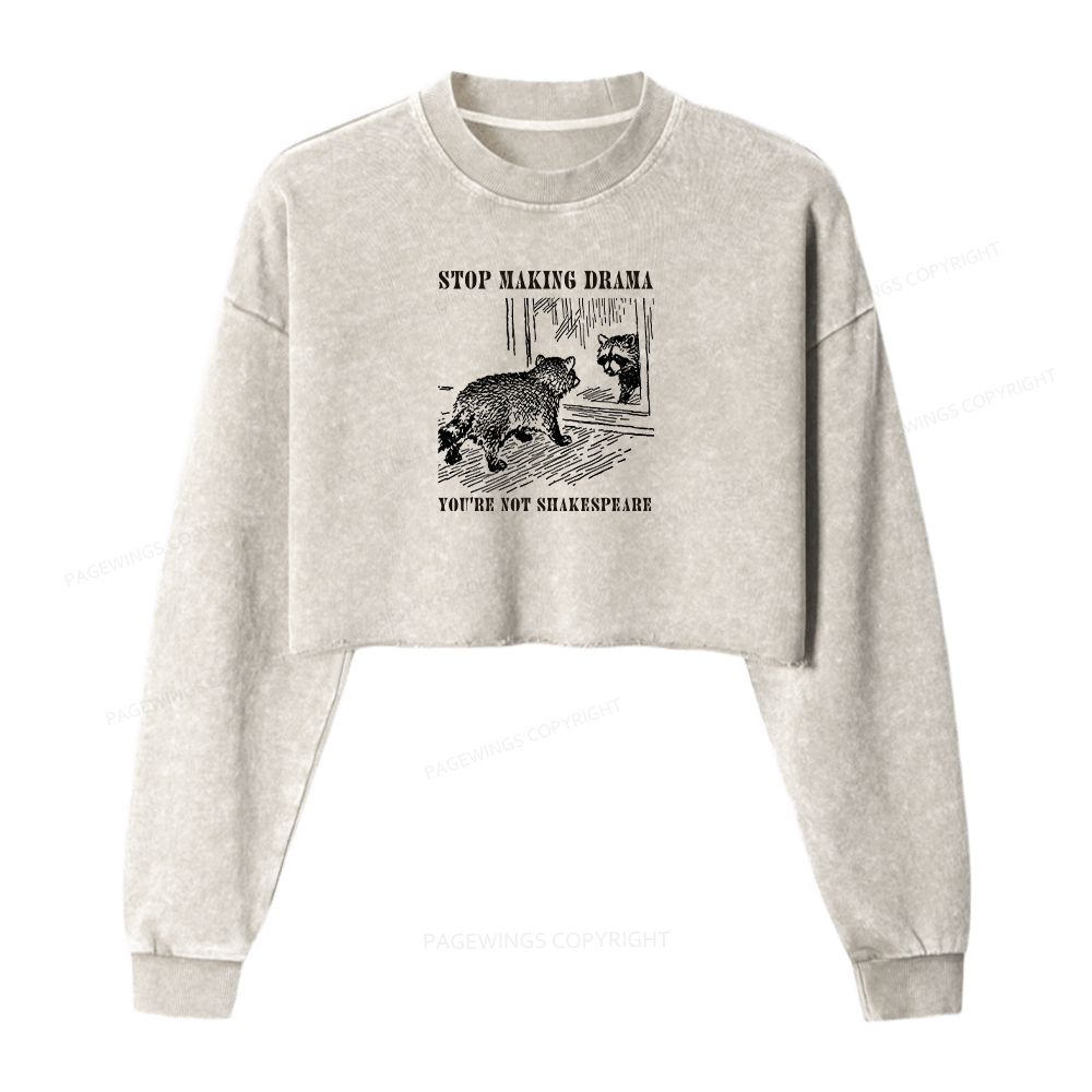 Pagewings Stop Making Drama Washed Crop Sweatshirt