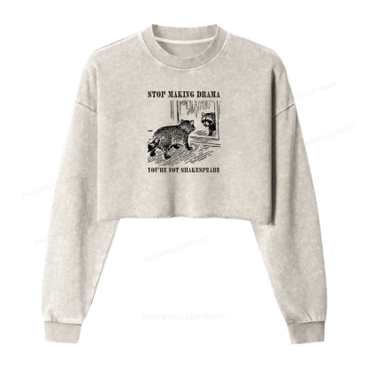 Pagewings Stop Making Drama Washed Crop Sweatshirt