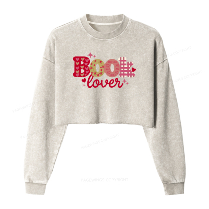 Pagewings Book Lover Washed Crop Sweatshirt