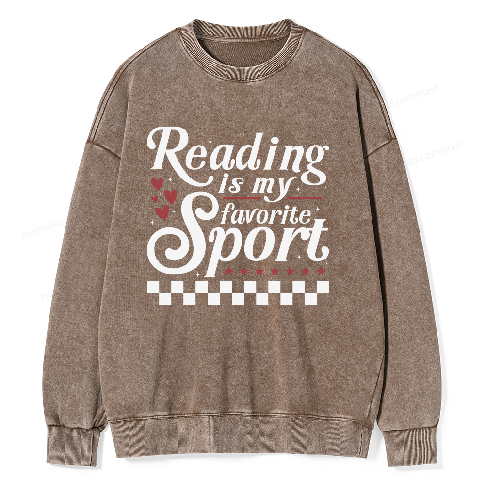 Pagewings Reading Is My Favorite Sport Unisex Washed Sweatshirt