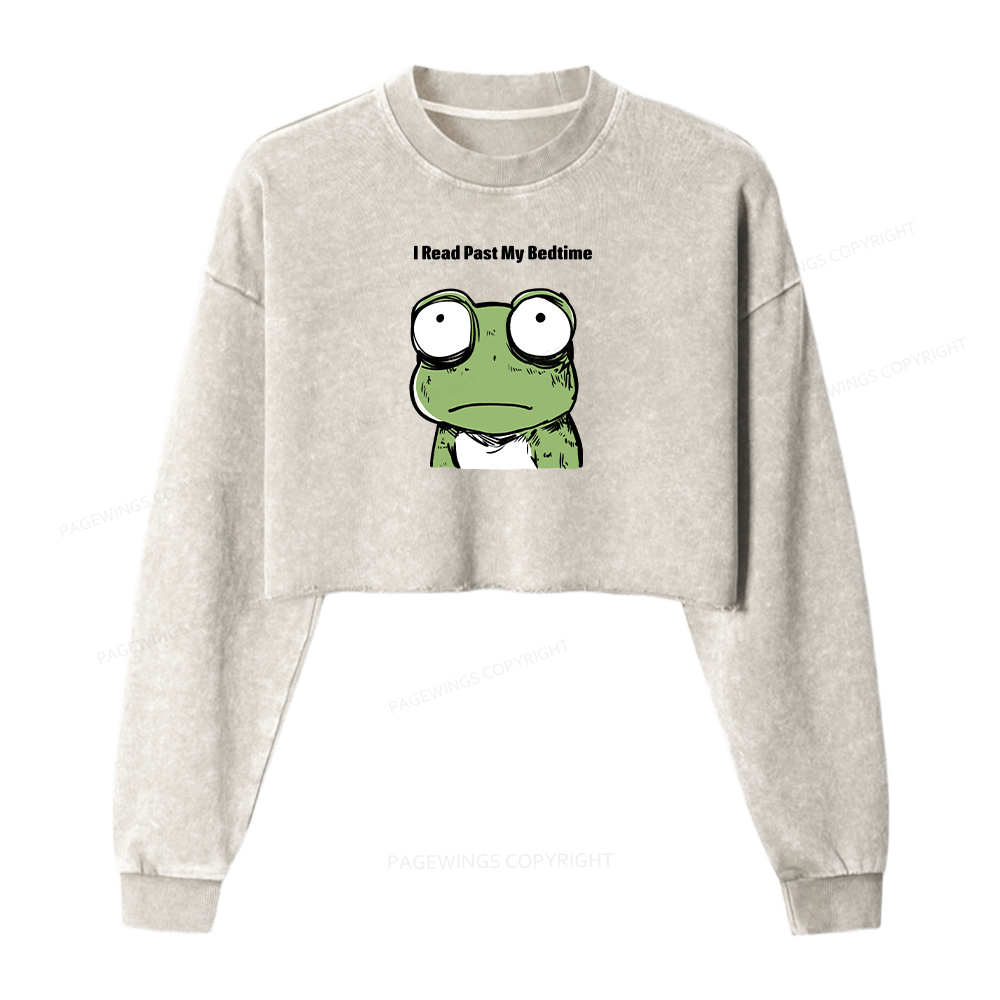 Pagewings I Read Past My Bedtime Washed Crop Sweatshirt