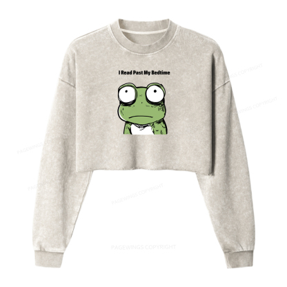Pagewings I Read Past My Bedtime Washed Crop Sweatshirt