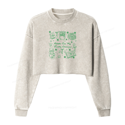Pagewings St Patrick’s Day Lucky Reader Washed Crop Sweatshirt