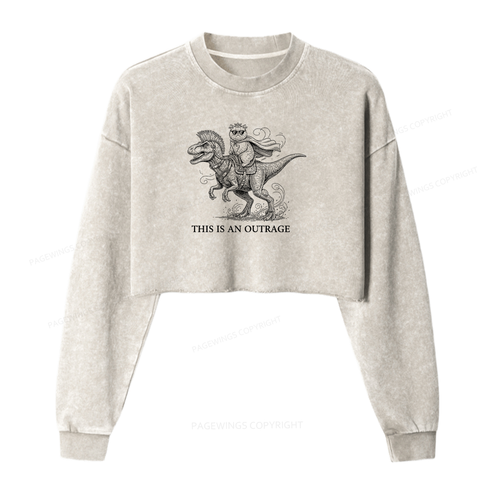 Pagewings This Is An Outrage Washed Crop Sweatshirt