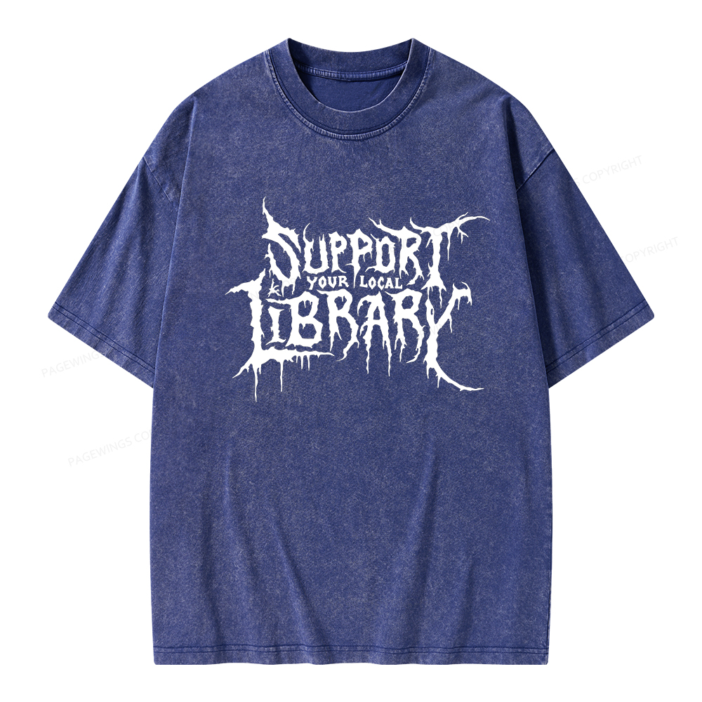 Pagewings Support Your Local Library Unisex Washed T-shirt